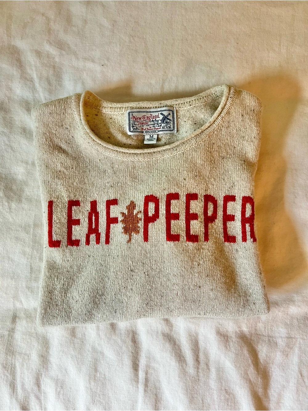 RARE Kiel James Patrick Leaf Peeper' Cream Knit Sweater - Women’s M